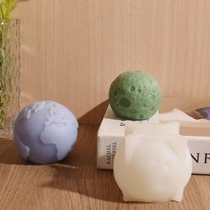 3D planet silicone molds for earth and moon shaped candles and plaster ornaments