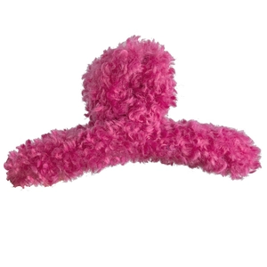 Elegant deep pink faux fur shark hair claw clip for women stylish winter hair accessories