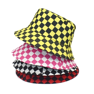 Checkerboard Bucket Hat Cotton Polyester Reversible Sun Protection Outdoor Streetwear Retro For Men Women