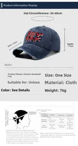 Size chart showing 56-60cm adjustable cap circumference and measurement guide for baseball hat