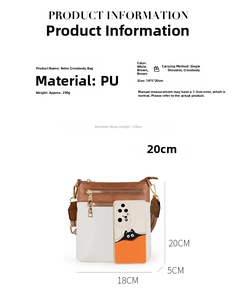 Detailed size specifications of retro contrast PU leather crossbody bag with dimensions