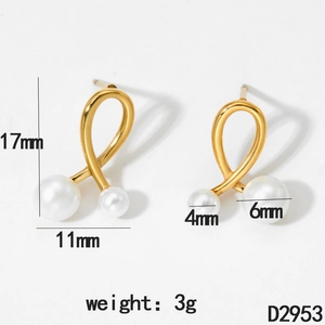 Détails des boucles d'oreilles perles dorées, 17mm par 11mm, avec mesures et poids