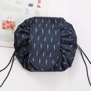 Drawstring Makeup Bag Waterproof Polyester Lazy Cosmetic Organizer Foldable Travel Toiletry Storage Pouch For Women