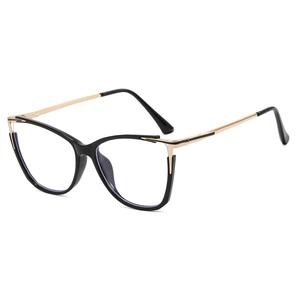 Chic black and gold cat-eye glasses frame with blue light blocking lenses for women