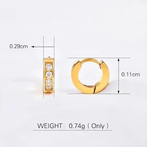 Minimalist gold hoop earrings with zircon stones and polished geometric finish