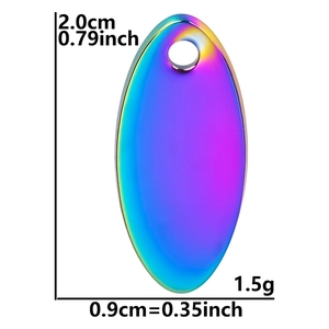 Macro view of rainbow oval pendant dimensions with 2.0cm height and 0.9cm width