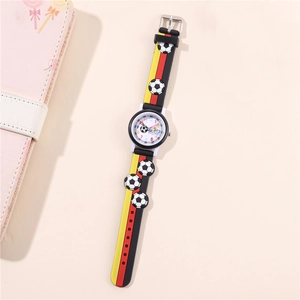 Children's quartz watch with soccer theme, 3D strap design and colorful numeric dial