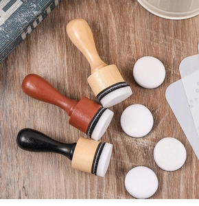 Close-up of wooden handle sponge brushes for DIY painting and stenciling art crafts