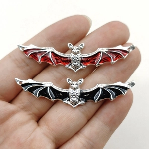 Gothic Bat Charms Zinc Alloy Enamel Halloween DIY Jewelry Making Dark Style Red Black Animal Connectors Craft Pendants