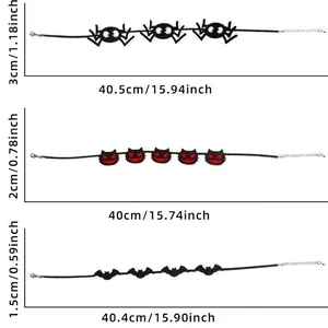Adjustable Halloween choker set featuring felt bat, spider and cat designs for costumes