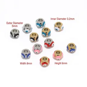 8mm stainless steel evil eye enamel beads in various colors for DIY jewelry making