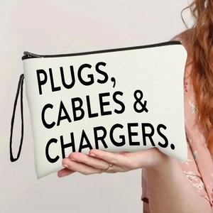 Fine Linen Electronic Accessories Organizer Bag For Plugs Cables And Chargers Travel Portable Zippered Storage Pouch