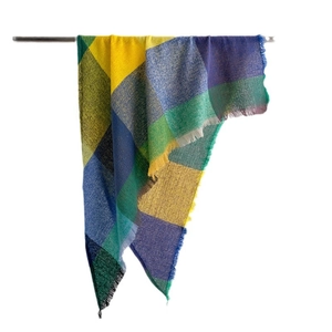 Fashionable multi-color checkered cashmere scarf with tassels for men and women