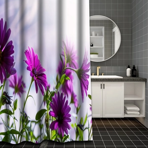 Shower Curtain Waterproof Polyester Digital Print Zen Nature Floral Bamboo Stone Modern Minimalist Bathroom Decor