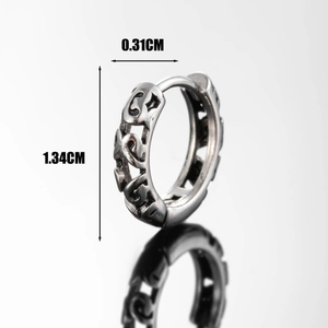Retro twisted hollow hoop earring with precise dimensions 1.34CM height and 0.31CM width