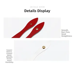 Macro detail of smooth red and silver metal clock hands with high precision copper sleeve
