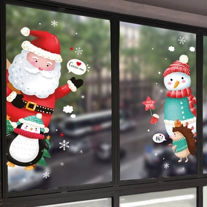Weihnachts-Fensteraufkleber mit Weihnachtsmann und Schneemann für festliche Dekoration
