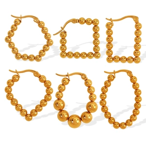 Elegant gold plated titanium steel geometric earrings set in various minimalist shapes