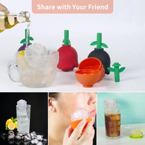 Silicone rose ice cube mold for whiskey with leak-proof lids and realistic flower textures