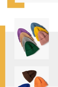 Detailed close-up of ribbed texture and assorted vibrant colors of the knitted beanies