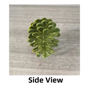 Side view of artificial dark green plastic pine cone for Christmas home decoration