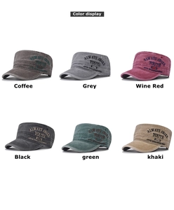 Detailed color display of vintage washed cotton army caps with Youth 1995 embroidery