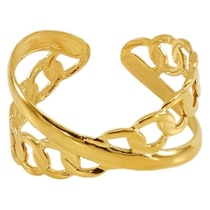 Bague chaîne géométrique évidée plaquée or 18 carats avec ouverture réglable pour femme