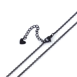 Classic black stainless steel thin chain necklace with a lobster clasp and heart pendant