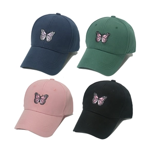 Baseball Cap Cotton Butterfly Embroidery Sun Protection Outdoor Casual Curved Brim Hat For Women