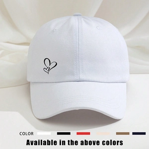 Heart Pattern Embroidery Baseball Cap Polyester Breathable Outdoor Sun Shade Hat Adjustable Casual Unisex Fashion