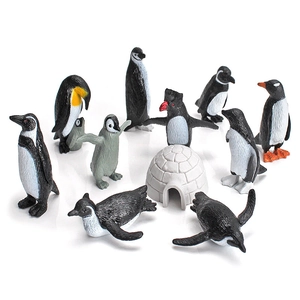 12-piece penguin figure set with igloo model for kids' educational ocean animal play