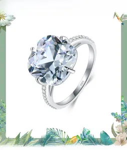 Macro view of S925 sterling silver ring with cushion-cut zircon and pavé side stones