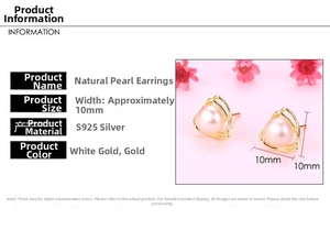 Macro detail of S925 silver triangle earrings with 10mm natural freshwater pearls