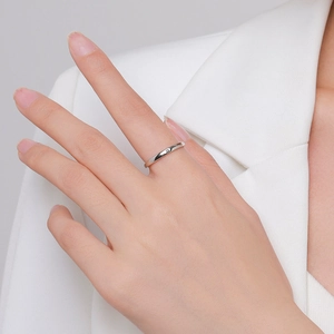 Minimalist S925 sterling silver sun symbol open ring worn on index finger for women