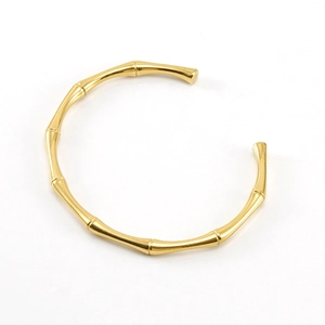 Bracciale rigido minimalista in acciaio inossidabile 18K dorato a forma di bambù
