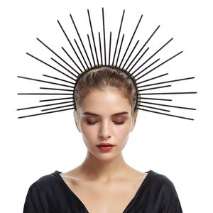 Sunburst Halo Crown Headband Plastic Satin Gothic Goddess Style Photography Props Halloween Cosplay Party Headpiece