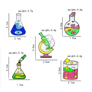 5-piece science lab enamel pin set featuring microscope and beaker creative alloy brooches