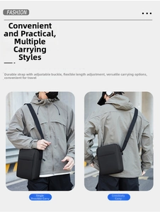 Detail of adjustable strap and versatile carrying ways for men black crossbody bag