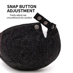 Men's newsboy hat with adjustable metal snap buttons for a perfect fit and warm fabric