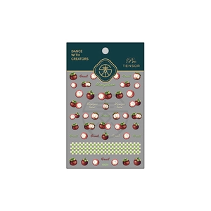 3D mangosteen nail art stickers in burgundy and green with checkered patterns