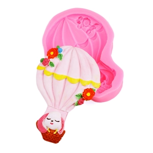 Silikonform Heißluftballon mit Hund für Fondant Schokolade und Gips Dekoration
