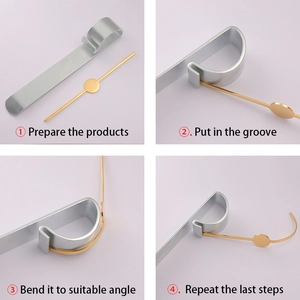 Polished stainless steel bending tool set with step-by-step instructions for DIY jewelry