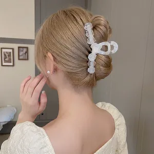 Pince À Cheveux En Forme De Coquillage Irisée Acrylique Grande Style Français Nacré Accessoire De Coiffure Géométrique Pour Femmes
