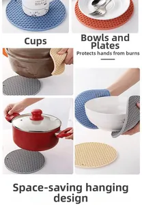 Close-up of honeycomb silicone heat-resistant mats used for hot bowls and pans