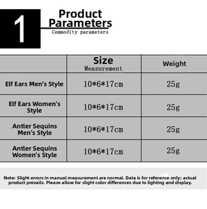 Detailed size chart and specifications for Christmas elf and reindeer plush doll hanging decorations