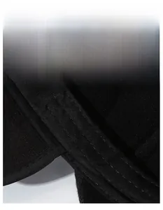 Detail of widened sweatband with reinforced triple-stitched edge on winter warm hat