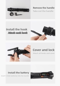Detail guide for assembling the toy light saber hilt and battery installation steps