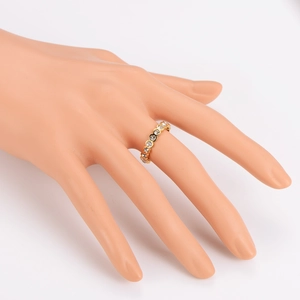 Elegant gold-plated stainless steel eternity ring with sparkling round zirconia stones