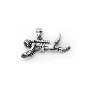 Detailed view of the punk style diver pendant showing goggles and oxygen tank texture