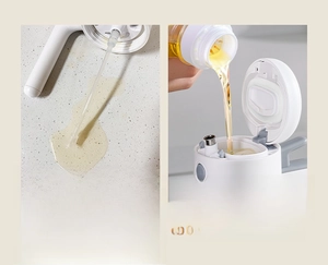 Détail du pulvérisateur d'huile en verre à large ouverture pour un remplissage facile et propre
